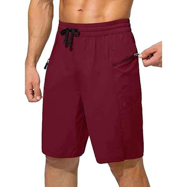 Snabbtorkande badshorts för män med ficka med dragkedja, badshorts för män - Inget meshfoder - XL - Röd