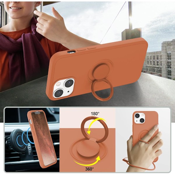Yhteensopiva iPhone 13 -kotelon kanssa, (Korallin oranssi)