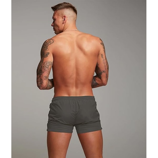 Hurtigtørrende badeshorts til mænd, lynlåslommer, mesh-forede shorts - Størrelse L - Sølvgrå