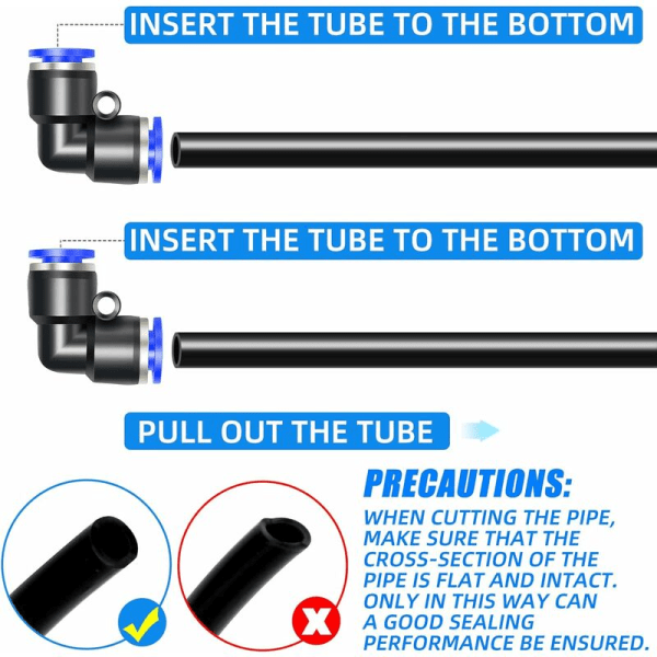 6 stk Coude 16mm rør OD Push til å koble rør Raccords Push Lock (PV4)