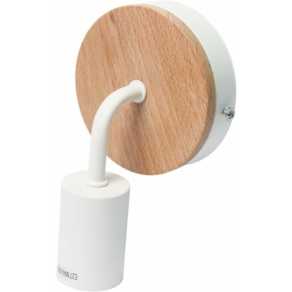 Nordisk LOFT Moderne Samtids E27 LED Vægskinne Vægskinne Massivt Træ & Smijern Soveværelse Stue Sengelampe Trappe Vægskinne (Hvid)