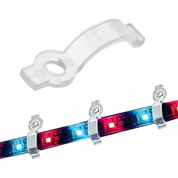 100 stykker 10 mm LED-strip-fikseringsclips, LED-strip-fikseringsclips, lysbåndsmonteringsbeslag til LED-strip-lys (klar epoxy) HIASDFLS