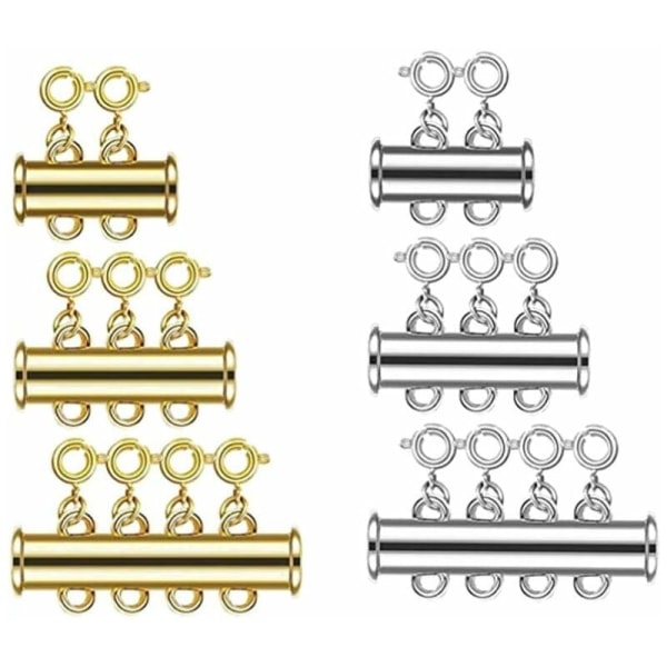 DENUOTOP 6 stk 2/3/4 tråder Glidelås låser Multi-Stand låser Magnetiske låser Halskjede Armbånd Tube låser for smykker å lage sølv og G