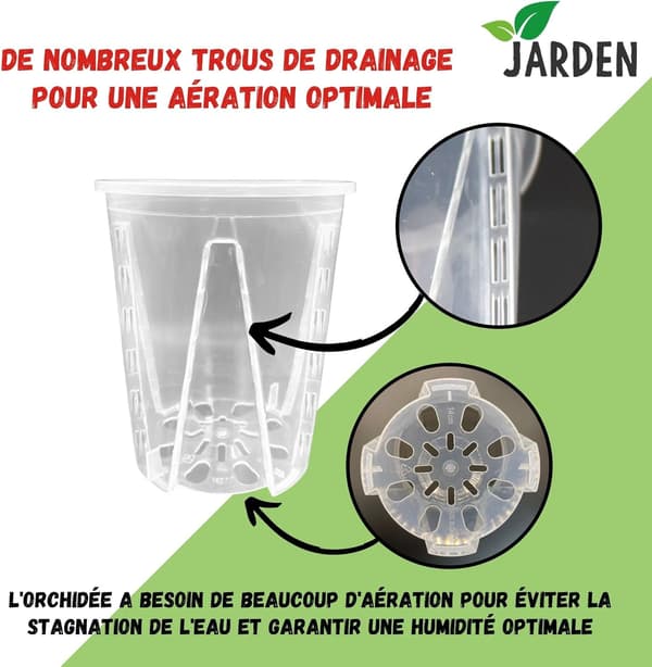 Set med 3 orkidékrukor i transparent hårdplast, diameter 16 cm