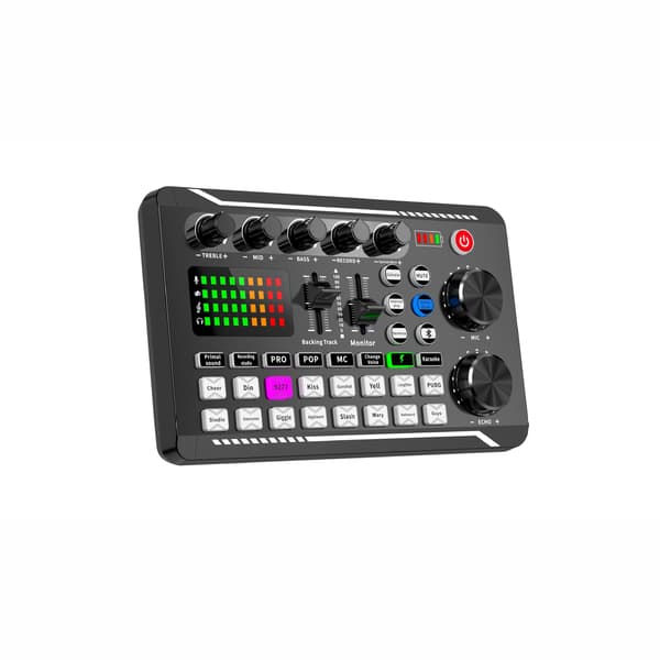 Professionel audiomixer, live lydkort og audio interface med DJ mixer effekter og stemmeskifter
