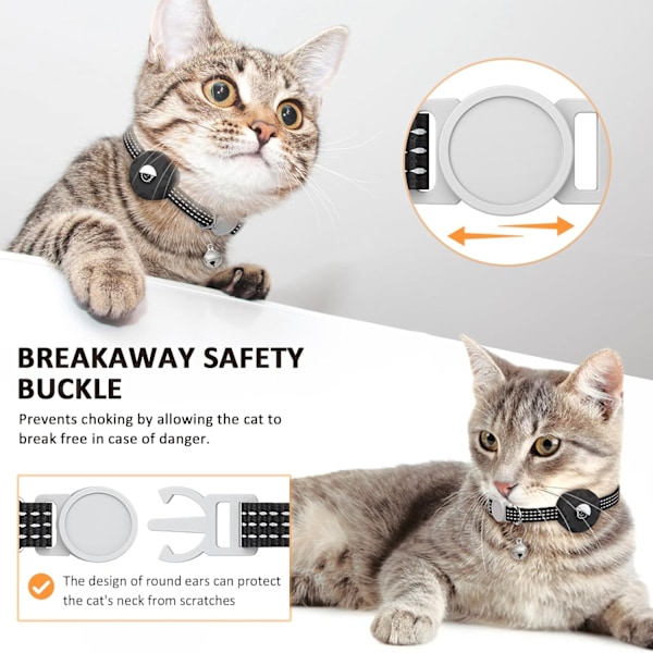 Katthalsband, GPS-tracker med reflekterande breakaway-design, lätt katthalsband med bjällra (Svart/Självlysande blå)
