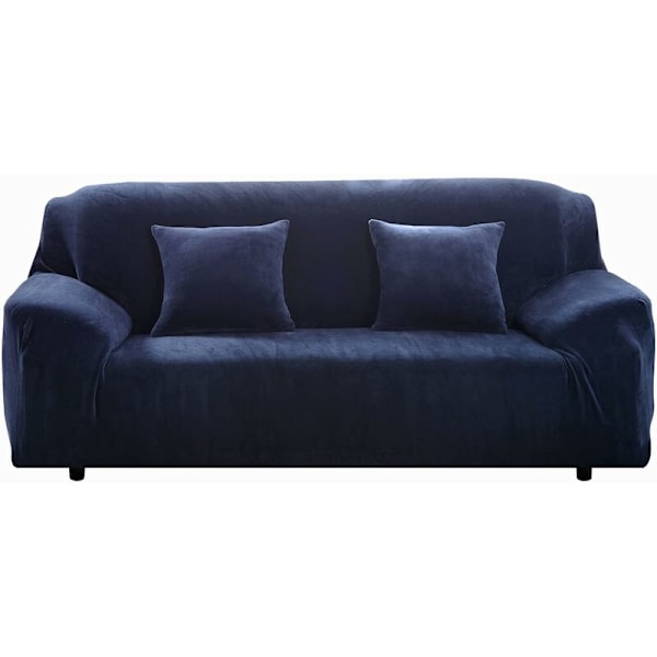Tykke Sofaovertræk 1/2/3/4 Personers Ensfarvet Sofa Beskytter Fløjl Nem Tilpasning Elastisk Stof Strækbar Sofaovertræk (Blå, 2 Personer 145-185cm)