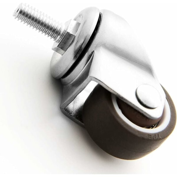 Sæt med 4 møbelhjul - M6 x 15mm - med 25mm gevind - blød gummi - Tpe gevind - Mini møbelhjul (25mm)