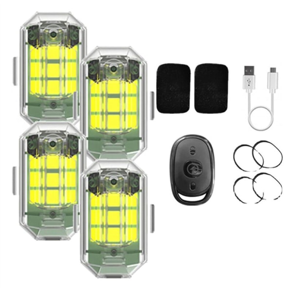 4-pack trådlösa LED-strobeljus med hög ljusstyrka, 7 färger USB-laddningsbara blinkande ljus, ridning nattsignal