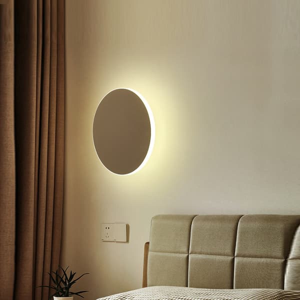 Rund LED-vägglampa modern touch-brytare vardagsrum sovrum inredning