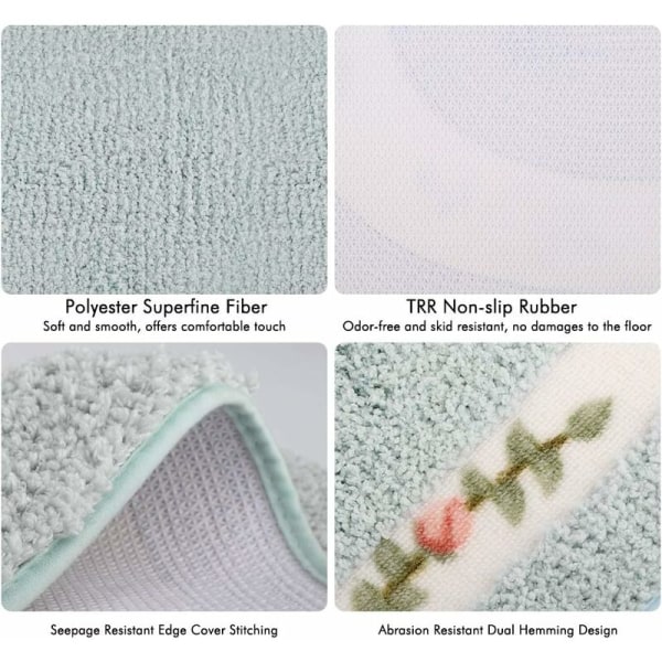 Kukkakuvioinen eteisen matto, pehmeä mikrokuituliukumaton tervetulotoivotusmatto, soikea kylpyhuoneen kylpymatto yksityisellä sisäänkäynnillä 20 '' x 32 '' (50x80 cm) - Sininen