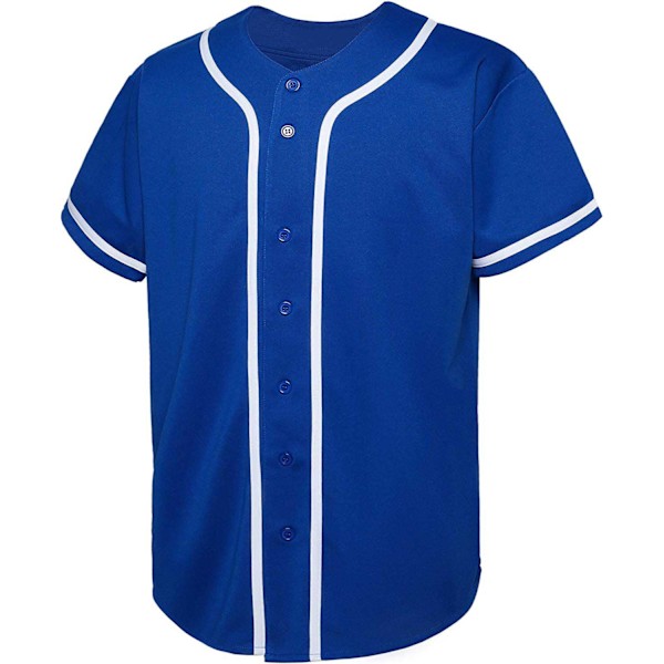 Basebolljacka för män, skjorta med knappar, kortärmad, mode, hiphop, sportkläder - Storlek L - Blå