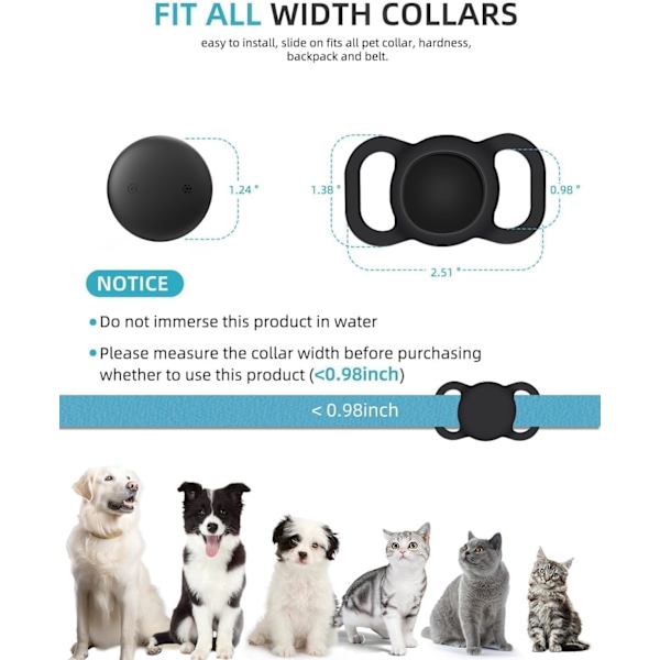 GPS Hundspårare (1-pack), Mini GPS Kattspårare, Smart Aktivitetsspårare för Husdjur (Endast iOS), Inga Månadsavgifter, Kompatibel med Apple Find My, Anti-förlust, Det