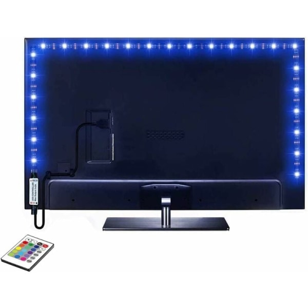 2m LED-stripe lys for 40-60 tommers TV, 16 farger skiftende 5050 LED-er for , USB-bakgrunnsbelysningssett med fjernkontroll-Fei Yu
