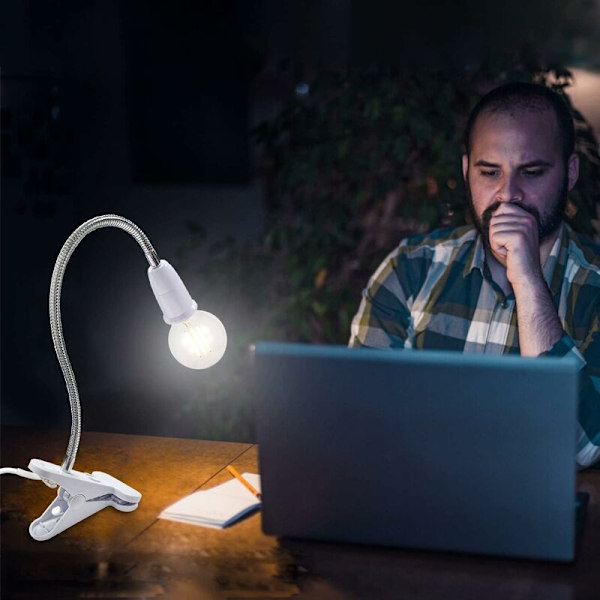2 stk LED-bordlampefot E27 klemmepæreholder svanehalslampeholderfot bordlampe klemmefot med bryter 360° sokkellampe for lesing, Mak