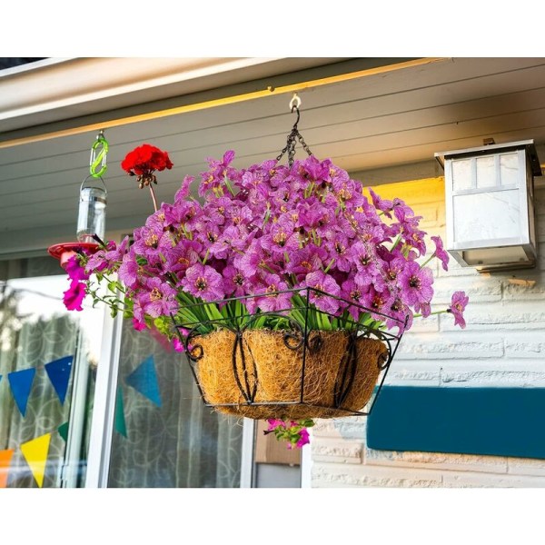 10 Bundter Kunstige Blomster Udendørs UV-Resistente Kunstige Blomster Ingen Falmning Falske Plastikplanter Have Veranda Vindueskasse Dekoration ( Lilla )-DE