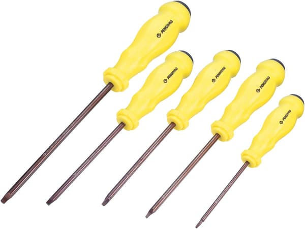 Triangulär skruvmejselset 4mm 3.5mm 3mm 2.5mm 2mm S2 triangulära skruvmejslar stål magnetiskt verktygsset med halkfritt plasthandtag 5 delar