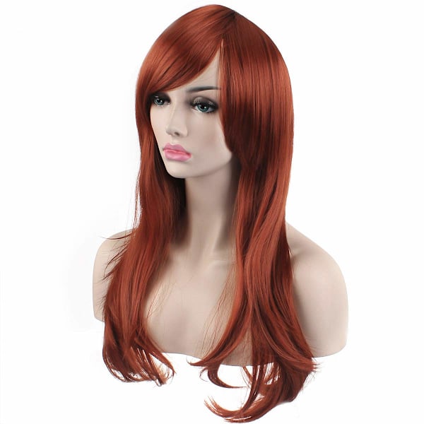28 tommer Mote Parykk Lang Bølgete Krøllete Cosplay Parykk (Brun)