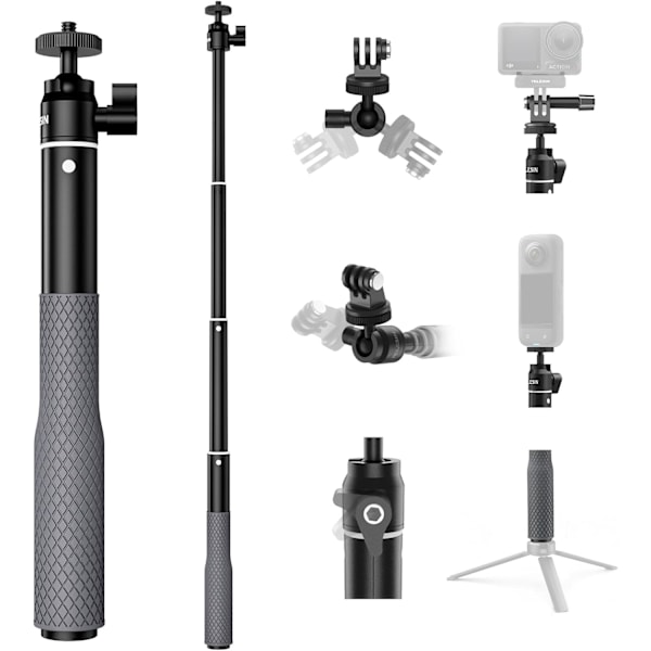 360° Vedenpitävä Selfie-keppi 65,4 cm sukelluskäyttöön, jatkovarsi/monopodi GoPro Max 12 11 10 9 8 7 Insta360 X5 X4 X3 GO3 Ace Pro DJI -kameroille