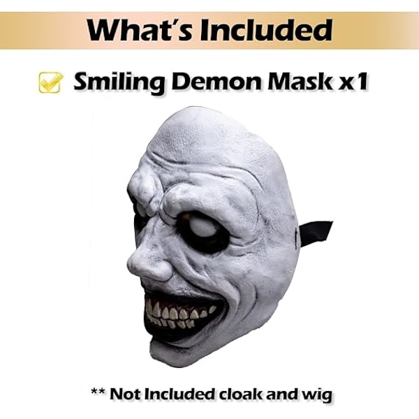 Leende Djävul Halloween Skräckmask, Latex Skräck Realistisk Spöke Djävul Zombie Rollspelsdräkt Mask Festrekvisita (Vit Leende Djävul)