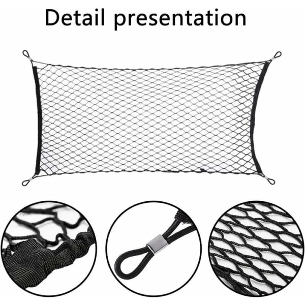 Universal bilopbevaringsnet, bagagenet, bagagerumsnet, biltilbehør, børnebagagenet, til SUV, lastbil sort（70120cm）
