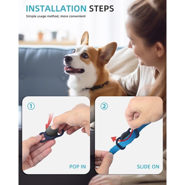 GPS Hundspårare (1-pack), Mini GPS Kattspårare, Smart Aktivitetsspårare för Husdjur (Endast iOS), Inga Månadsavgifter, Kompatibel med Apple Find My, Anti-förlust, Det