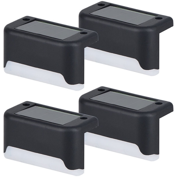 4-pack solcellslampor utomhus, vattentäta LED-lampor för utomhustrappa, trappsteg, staket, gårdar, däck och uppfarter, varmvitt
