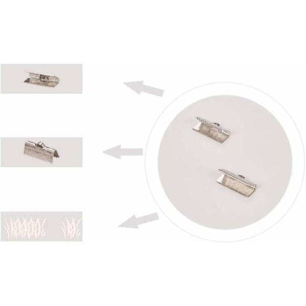 DENUOTOP 100 stk. båndspenne i rustfritt stål 304, smykkespenne i lærreim, tilbehør til smykkefremstilling, halskjede, armbånd, 6,5x15x7