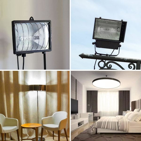 300W Ekvivalent R7s Lineær Halogen Flomlys 4650lm 2700K J118 Sikkerhetslyspære 118mm Lengde, Dimbar - Varmhvit, 4-pakning