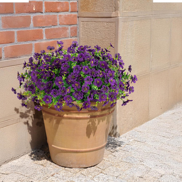 Kunstige blomster for utendørs innendørs hage hjemmedekorasjon, falsk blomster tusenfryd med eukalyptusblader falske planter grøntområder buksbom veranda uteplass, 12 B