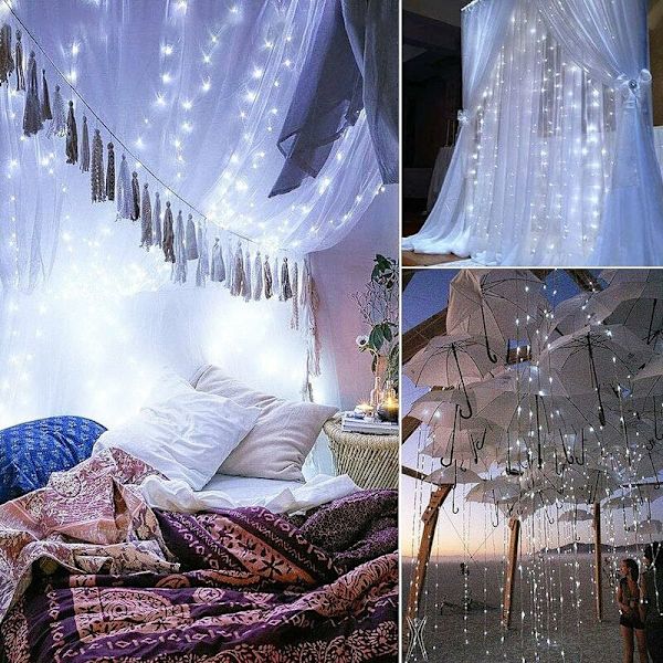 Julgransbelysning, Utomhus ljusslinga, Julbelysning LED ljusslinga, 3 x 3 m ljusslinga, 300 LED ljusslinga, ljusslinga