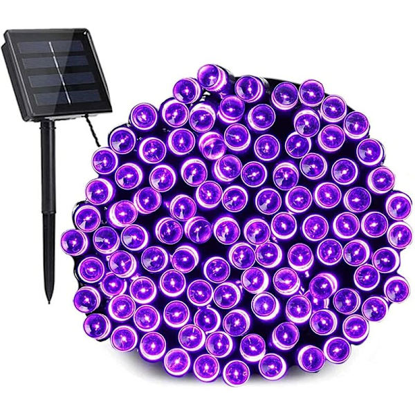 Ulkoilman aurinkokäyttöiset violetit jouluvalot 22M 200 LED vedenpitävät valosarjat 8 tilaa koristevalot puutarha-aidoille terassille