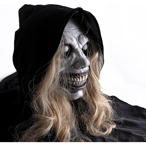 Leende Djävul Halloween Skräckmask, Latex Skräck Realistisk Spöke Djävul Zombie Rollspelsdräkt Mask Festrekvisita (Vit Leende Djävul)