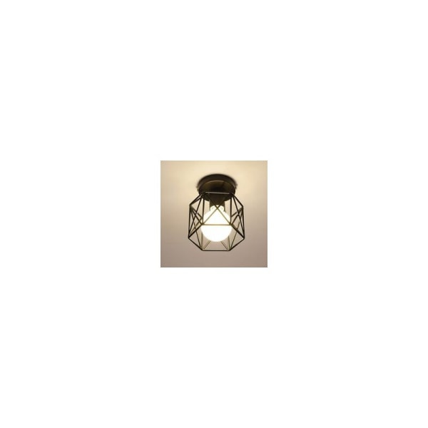 STOEX Retro Industrial Metal Square Black Iron Ceiling Light, Cube Cage Pendant Light Fixture E27 for Living Room Bedroom Cafe Bar Restauran