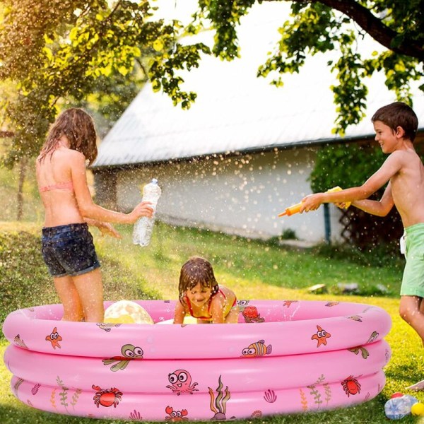 Barnpool, 100 cm rund uppblåsbar pool Baby Uppblåsbar baby inomhus och utomhus leksaker för barnflickor, rosa