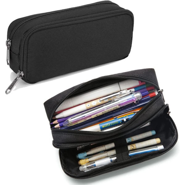 Pencil Case Penalhus med Stor Kapacitet - Sort