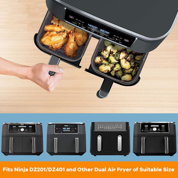 Airfryer Silikoninnlegg, Gjenbrukbart, Grå 2 stk
