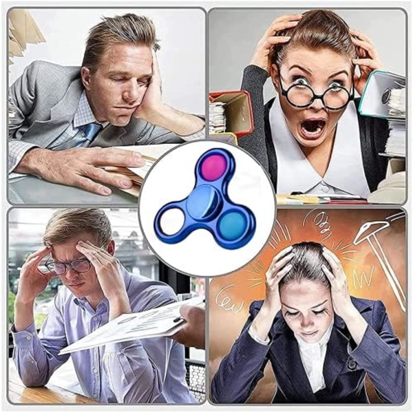Chrome Pop It Fidget Spinner - Metallisk Blå Popper Leksak - Stressreducerande Gåva för Barn