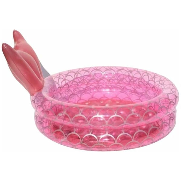 Oppustelig pool, oppustelig havfrue svømmebassin hjem børn baby pink rund svømmebassin flydende luftpude (120cm)