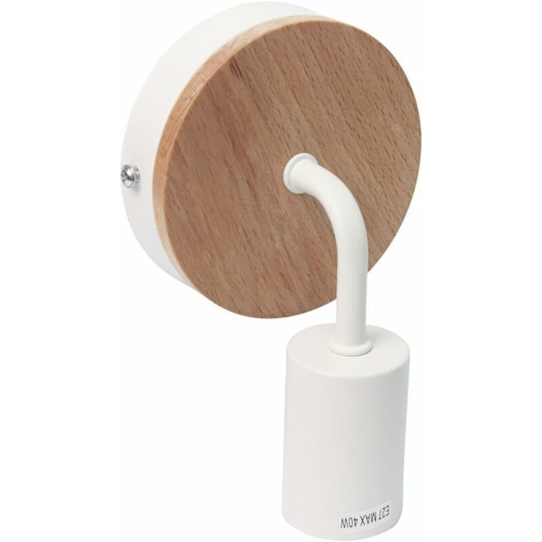 Nordisk LOFT Moderne Samtids E27 LED Vægskinne Vægskinne Massivt Træ & Smijern Soveværelse Stue Sengelampe Trappe Vægskinne (Hvid)