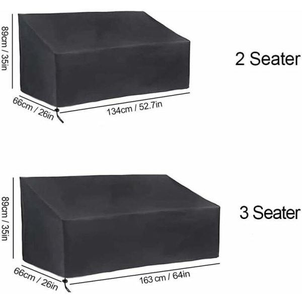Cover 3-sits, överdrag för utomhusmöbler, slitstarkt 210D Oxford-tyg, cover med luftventil, vattentät, vinst