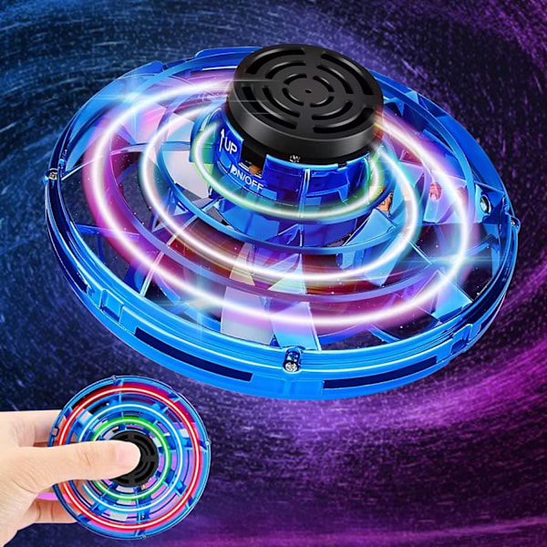 Handstyrd Flygande Spinner - RGB UFO Drönare - Inomhus/Utomhus Leksak för Barn/Vuxna (Blå)