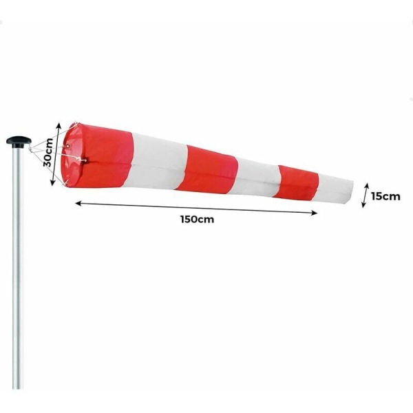 Vindstrumpa utomhus, vindriktningsvisare i rött och vitt 150x30x15cm. Fjädring och vridbar, väderbeständig, vindriktningsindikator-DENUOTO
