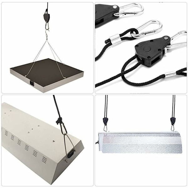 Sats med 4 st 1/8\" kraftiga spärrblock för justerbar upphängning av replyftblock Lanyard rep hängare kajak och kanot båge rep lås T