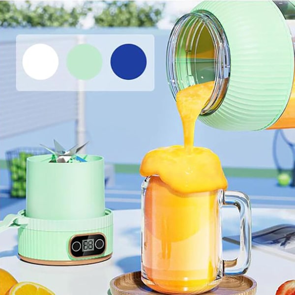 Juicing Cup, Bærbar Juicing Cup med Digital Skjerm, Frukt Blender Juicer, Milkshake og Smoothie, Trådløs Bærbar Blender Oppladbar (Grønn)