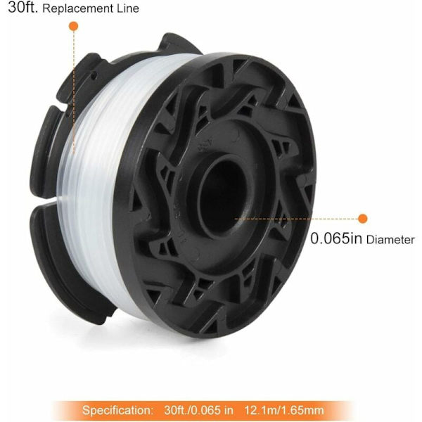 Udskiftningsspole til Black And Decker AF-100 elektrisk buskrydder - 9,1 M - 6 spoler + 1 beskyttelseshætte + 1 fjeder