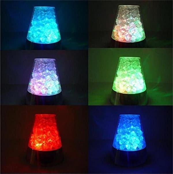 Fiberoptisk lampe med farveskiftende LED-lys, gletsjer natlampe