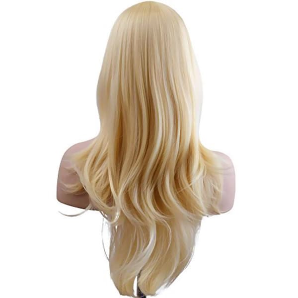 28 tums modeperuk lång vågig lockig cosplay-peruk (blond)