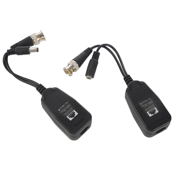 HD-CVI/TVI/AHD Passiv Video Balun med Strømkontakt og RJ45 CAT5 Data Transmitter 1 Par