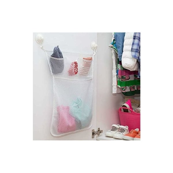 Badekar Oppbevaringsnett, Multifunksjonell Vaskbar Mesh Badeleke Organizer, 2 Sugekopper, Barnets Badeleke Nett Oppbevaringspose-Fei Yu